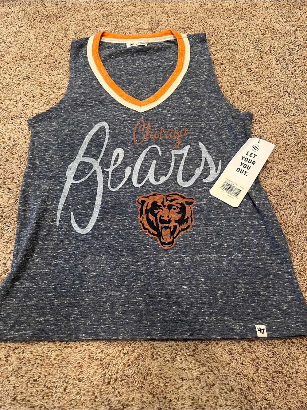 47 Women’s Chicago Bears Navy Tank Top with Orange Trim